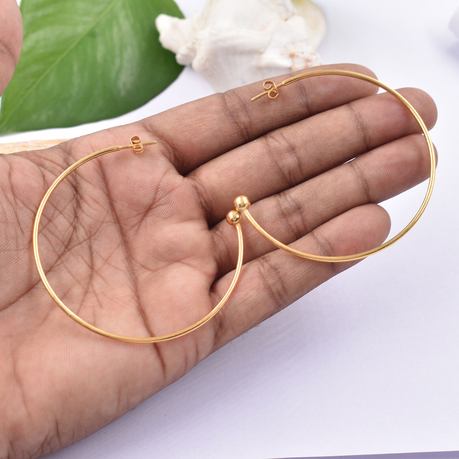 Gold Half Hoop Earrings With Ball End 14k Gold Filled Etsy