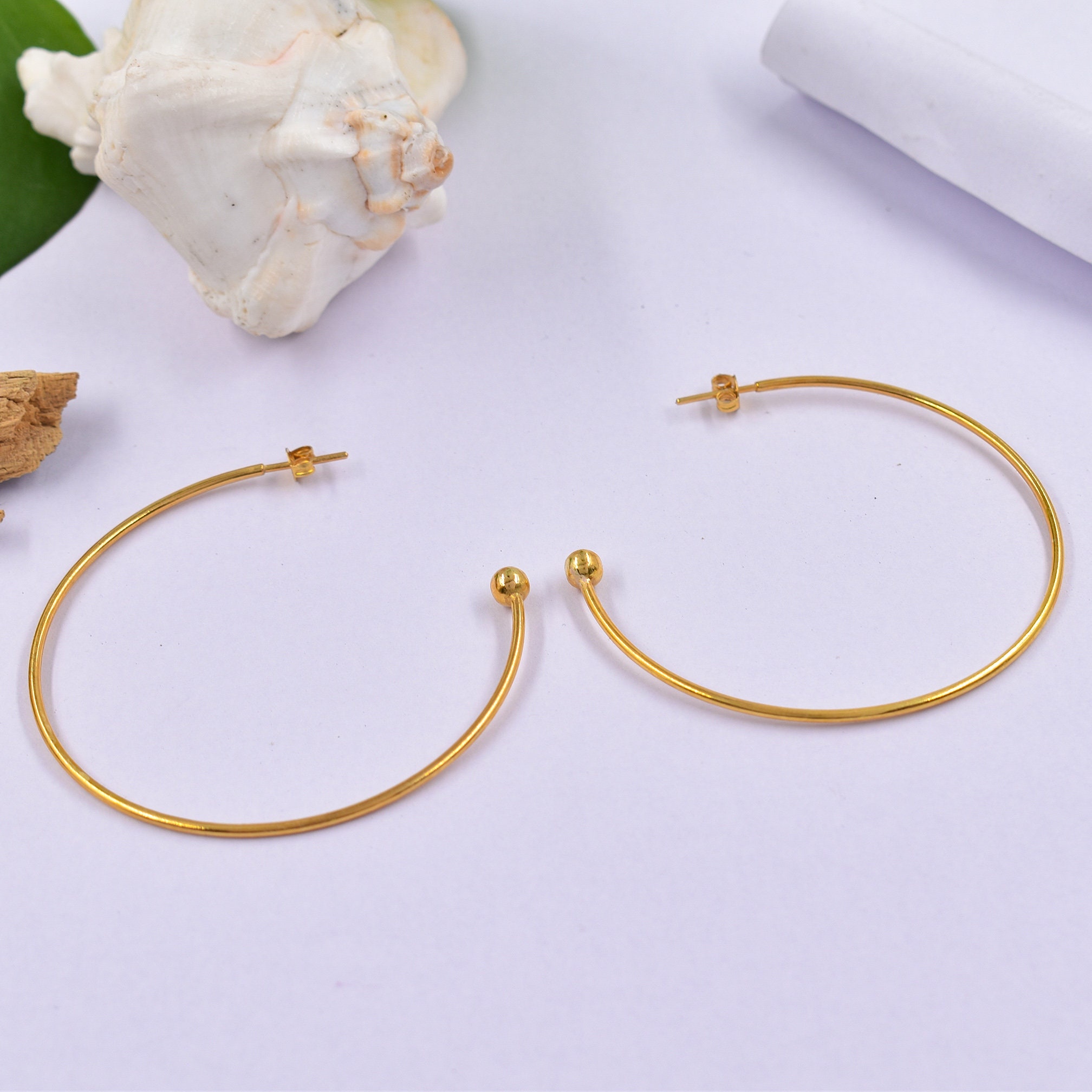 Gold Half Hoop Earrings With Ball End 14k Gold Filled Etsy