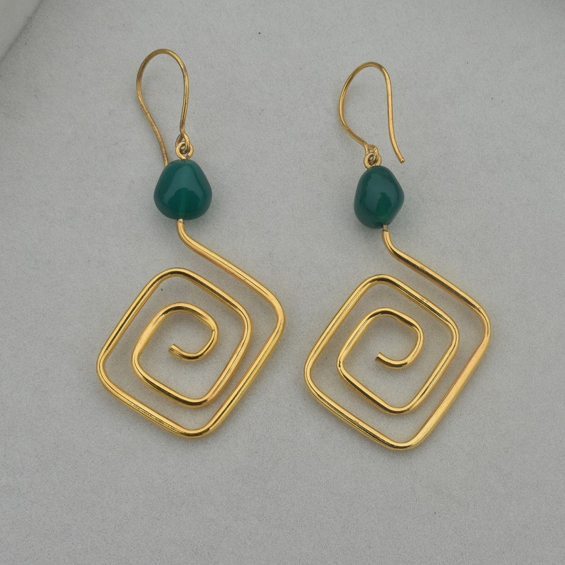 Spiral Swirl Modern Hoop Earring 925 Sterling Silver Long Dangle Earrings Unique 14k Gold Filled Silver Twisted Dangle Hoop Earring