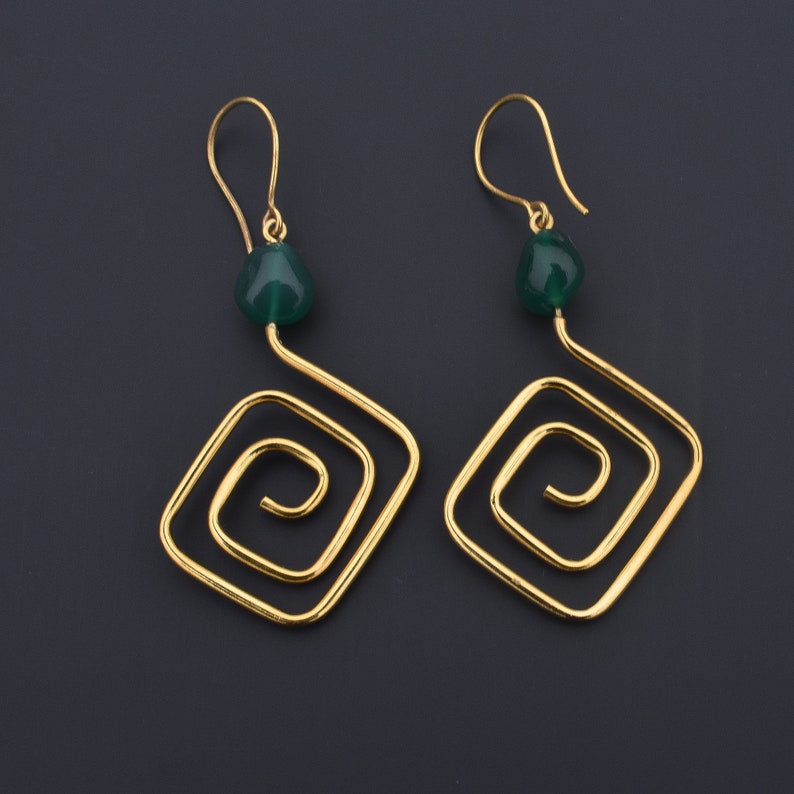 Spiral Swirl Modern Hoop Earring 925 Sterling Silver Long Dangle Earrings Unique 14k Gold Filled Silver Twisted Dangle Hoop Earring