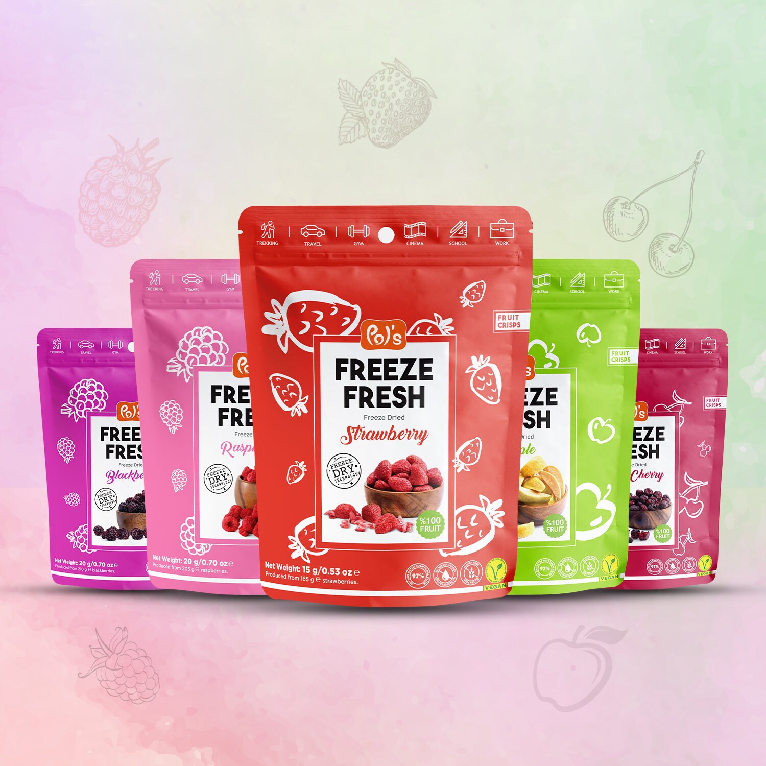 Freeze Dried Fruits Sour Mixed 97 Nutrition Level Vegan Etsy