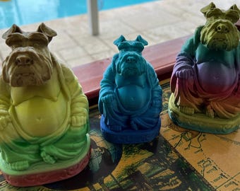 3D Printed Schnauzer Buddha Figurine: Unique Dog Decor