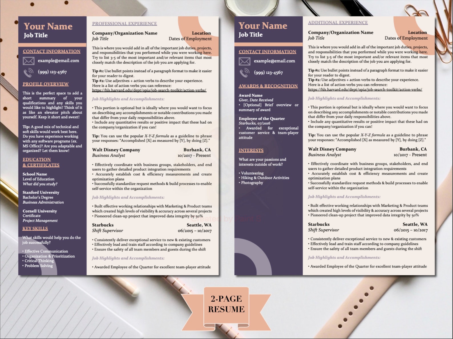 ATS Lebenslauf Vorlage Word ATS Friendly Resume Word Nurse | Etsy