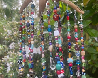 Beaded driftwood wind chime