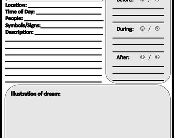 Dream Journal - Printable - Weekly Personal Dream Journal Template With Summary and Notes