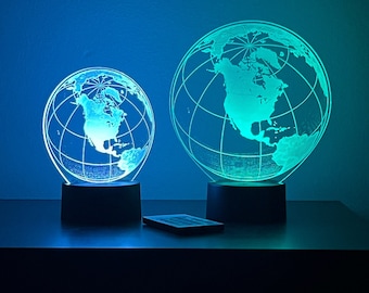 Globe Acrylic Night Light/World Map Nightlight/North America LED Lamp