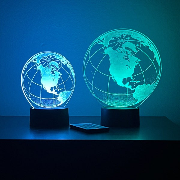 Globe Acrylic Night Light/World Map Nightlight/North America LED Lamp