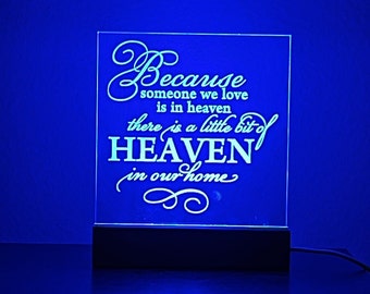 Memorial LED Lamp/Nightlight - Because Someone We Love is in Heaven