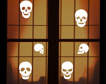 Reusable Halloween Window Clings - 6 skulls