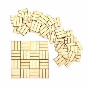 Parquet Flooring Dollhouse Hardwood Flooring/ Parquet Floor Boards for Dollhouse - Unfinished / Set of 70