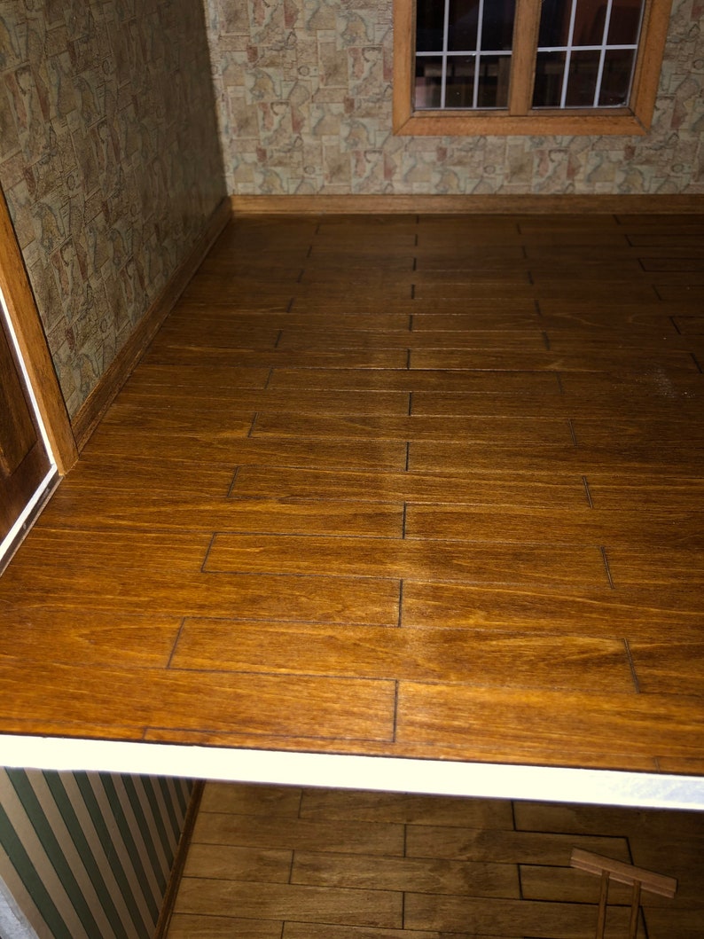 Dollhouse Hardwood Flooring/ Floor Boards for Dollhouse Dark Walnut/ Set of 30 image 3
