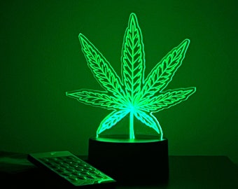 Pot Leaf Night Light/Marijuana Leaf Nightlight/Cannibas LED Lamp/420 Friendly Lamp