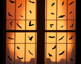 Reusable Halloween Window Clings - 31 Bats 4" - 8"