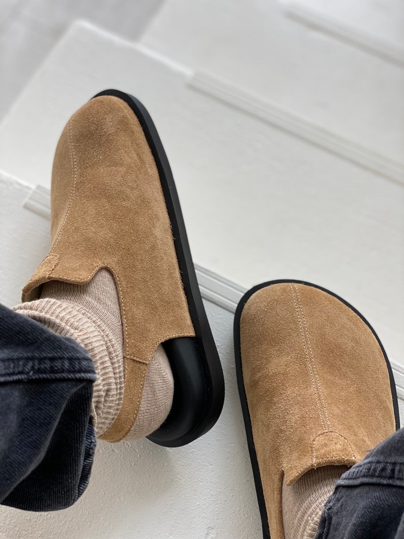 suede clogs with heel