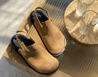 Stylish suede clogs