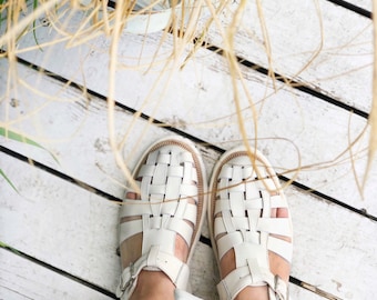 Leather and suede fisherman sandals