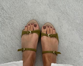 Schieber aus Wildleder; weichen Wildleder Sandalen