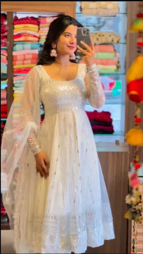 Art Silk Cording Wedding Wear Anarkali Suit In Aqua Blue – Siya Fashion