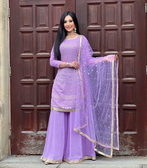 silk punjabi sharara suit design