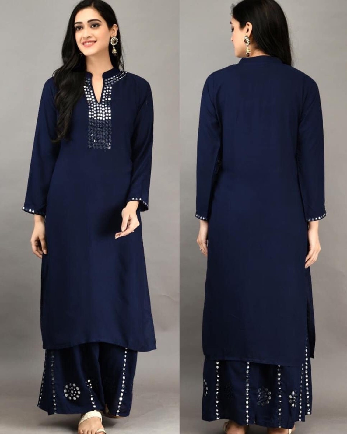 full mirror work kurti
