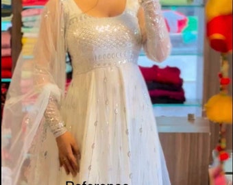 Pakistani Wedding White Readymade Anarkali suit For Women Ready To Wear Wedding Anarkali Dress Plus Size Dress Wedding Wear Anarkali