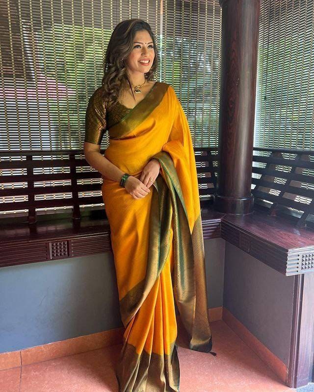 Yellow and Green Kanchipuram Heavy Pattu Silk Saree With - Etsy