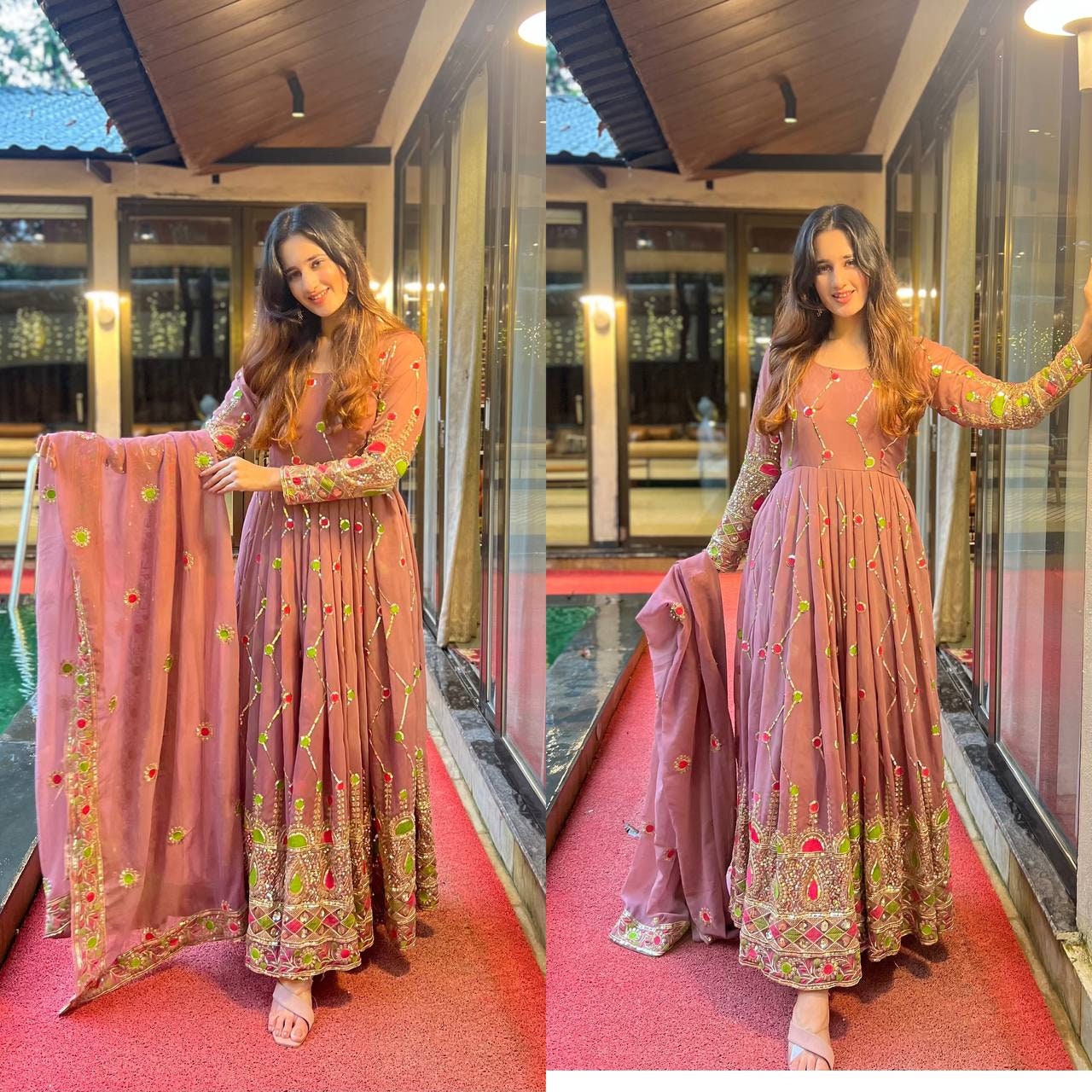Rose hotsell gold anarkali