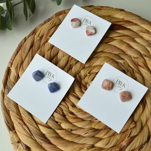 Oct. 2023 Launch - Resin Covered | Polymer Clay Earrings | Studs | Marbled Earrings with Foil