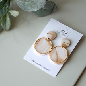 Oct. 2023 Launch - Resin Covered | Polymer Clay Earrings | Ball Stud Dangles | Marbled Earrings with Foil