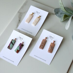 Oct. 2023 Launch - Resin Covered | Polymer Clay Earrings | Ball Stud Dangles | Marbled Earrings with Foil