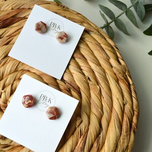 Oct. 2023 Launch - Resin Covered | Polymer Clay Earrings | Studs | Marbled Earrings with Foil