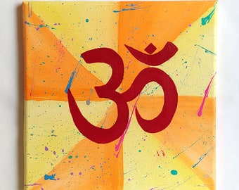 ॐ / Om / Ohm / Aum / Zen / Yoga / Meditation / Power / Positive Energy / Indian Art / Painting on Canvas / Wall Art Décor/ Housewarming Gift