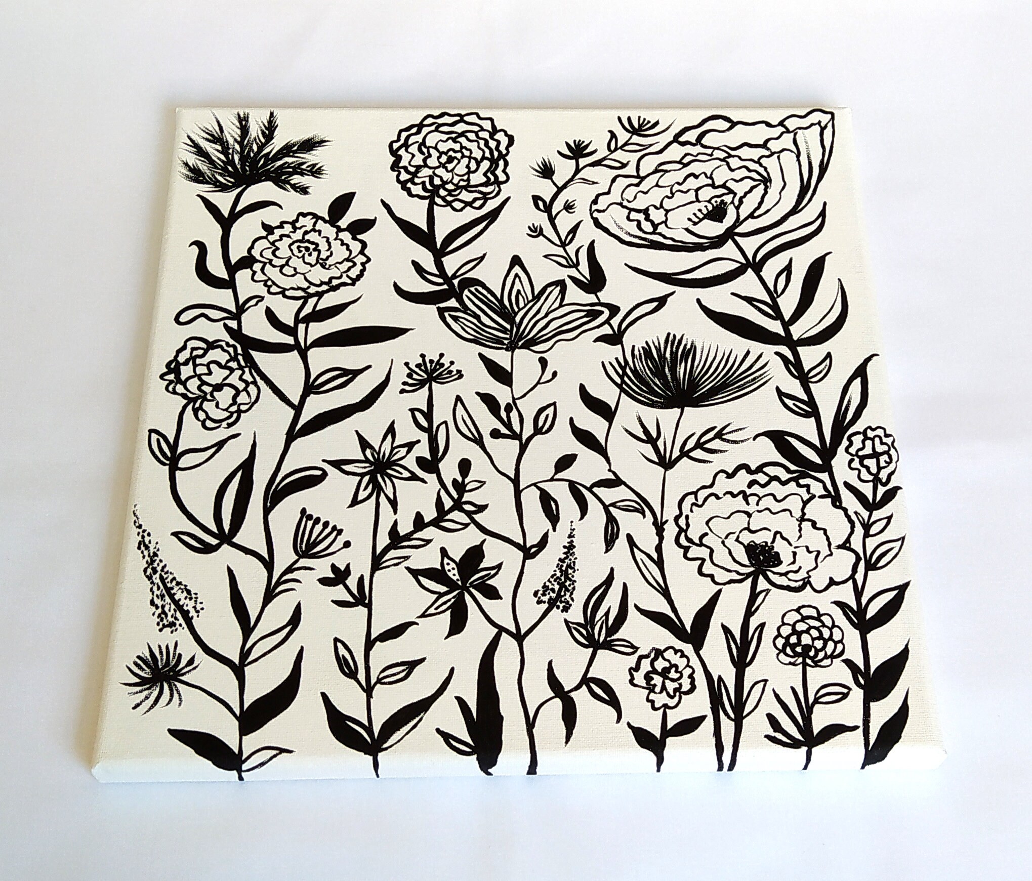 Black and White Flowers / Abstract Art / Flower and Leaves / Floral ...