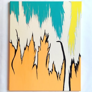 Orange and Teal Abstract Art / Horizontal, Vertical / Modern Art / Contemporary Art / Painting on Canvas / Wall Art Décor/ Housewarming Gift