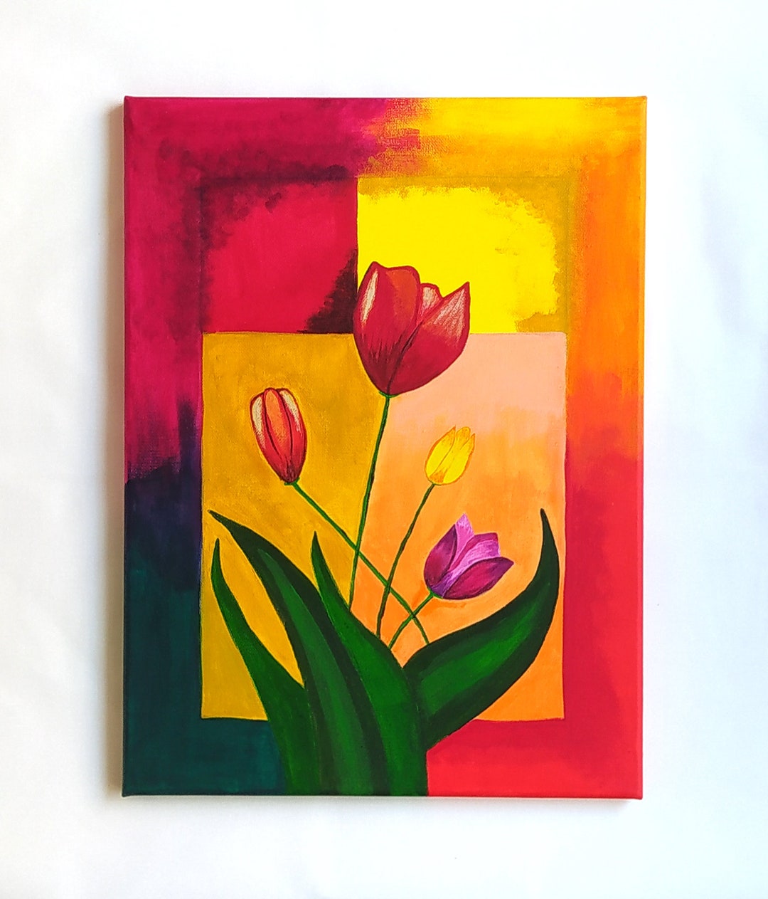 Tulip Flowers / Floral Art Painting / Abstract Art / Contemporary Art ...