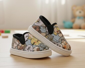 Chaussures en tissu faites main pour enfants : chaussures écologiques à semelle souple, 2-10 ans