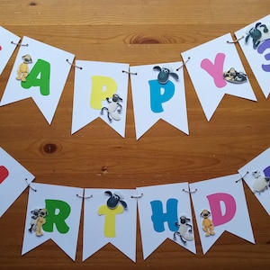 Shaun the Sheep inspired Birthday banner, Personalised Birthday banner, Kids Themed  Birthday Banner