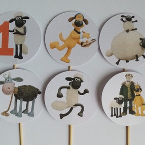 Shaun das Schaf inspirierte Cupcake Toppers Packung mit 6,12 oder 24 Stück, Kuchen Topper, Themen-Geburtstagsfeier
