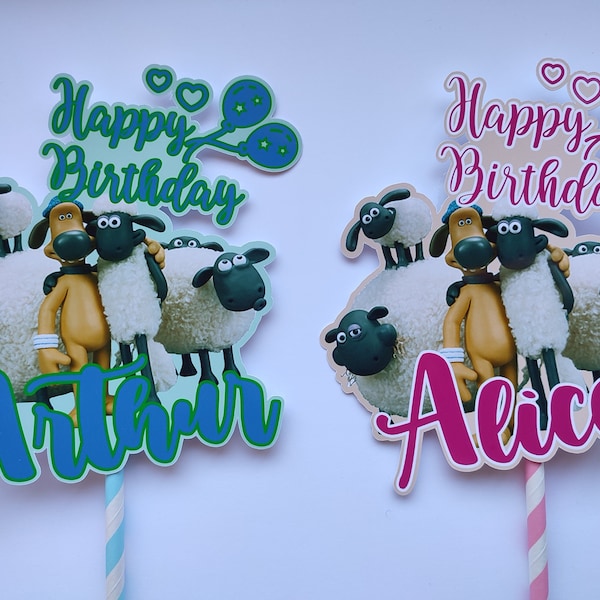 Personalised Shaun the Sheep inspired Birthday Cake Topper, Personalised Birthday Cake Toper, Kids Themed Birthday Party, Cake toppers