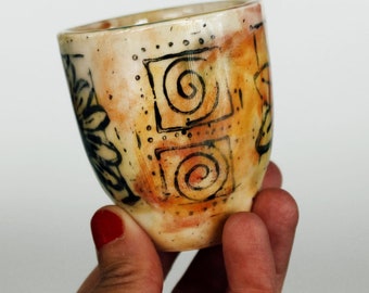 Tazzina da caffè espresso unica, tazza da shot in ceramica fatta a mano e dipinta a mano