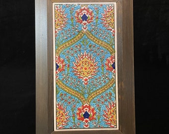 Hanging Tile With Wooden Frame | Wall Decor | 8"x 4" Tile | Hand Painted