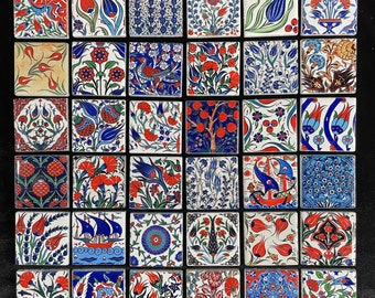 Turkish Chini Tile Set | 5cm x 5cm Small Tiles | Wall Art