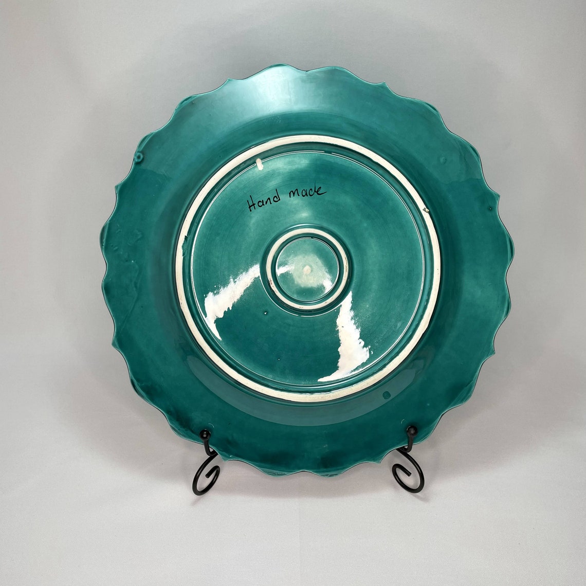 Turquoise Decorative Ceramic Plate 12 Hand painted Etsy