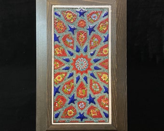 Ceramic Wall Art With Wooden Frame | Wall Decor | 8"x 4" Tile | Hand Painting