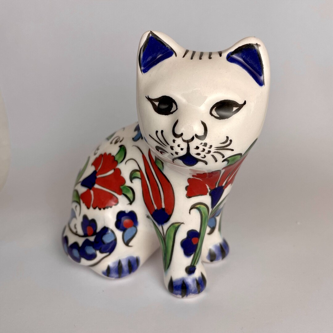 Cat Figurines Hand Painted Ceramic Decorative Animal Ornaments Etsy UK
