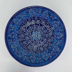 Hand-Painted Large Bowl - Turkish Ceramic Decorative Floral Bowl (8.3")