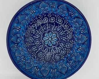 Large Ceramic Turquoise Decorative Bowl (8.3" -21cm) - Hand Painted Bowl