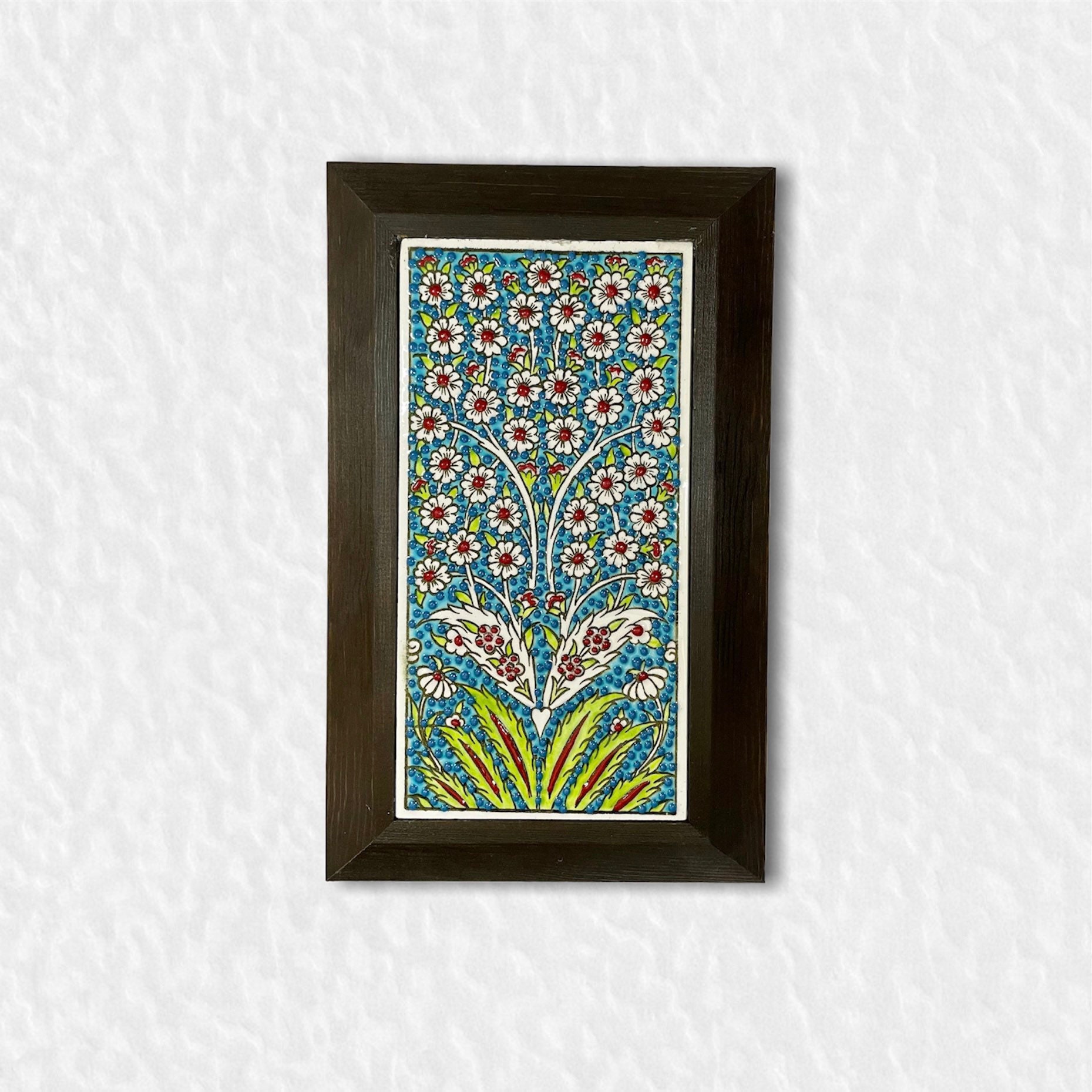 Ceramic Wall Art Tile With Wooden Frame Wall Decor Etsy