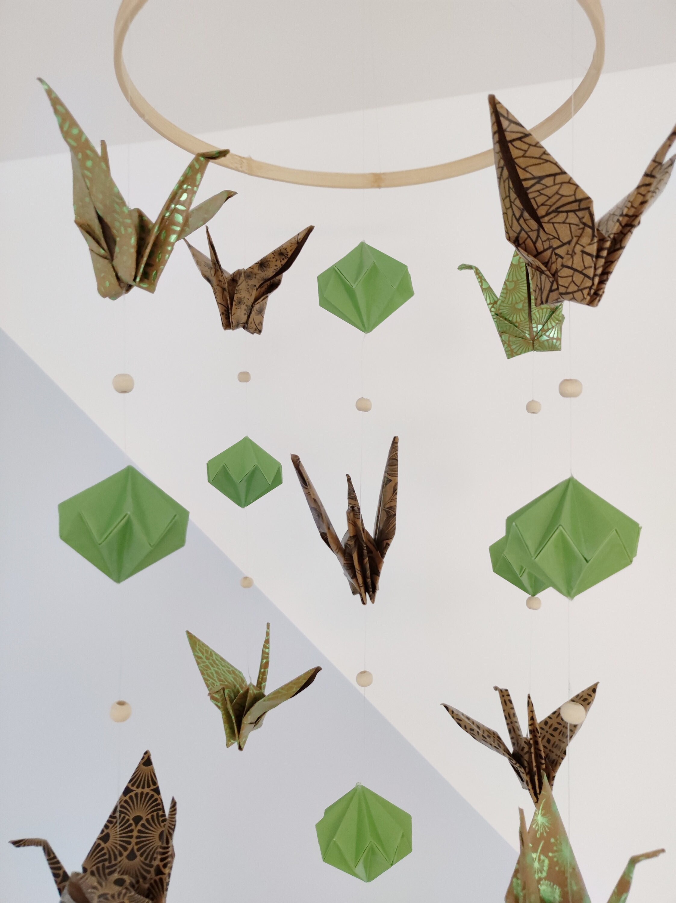 Mobile Origami Vert et Marron