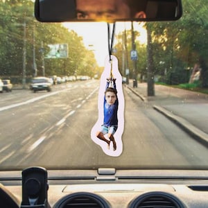 Custom Tim Robinson on a Zipline Air Freshener, Personalised Car Air Freshener, Funny Meme Gift Hanging Ornament Air Freshener for Car Decor